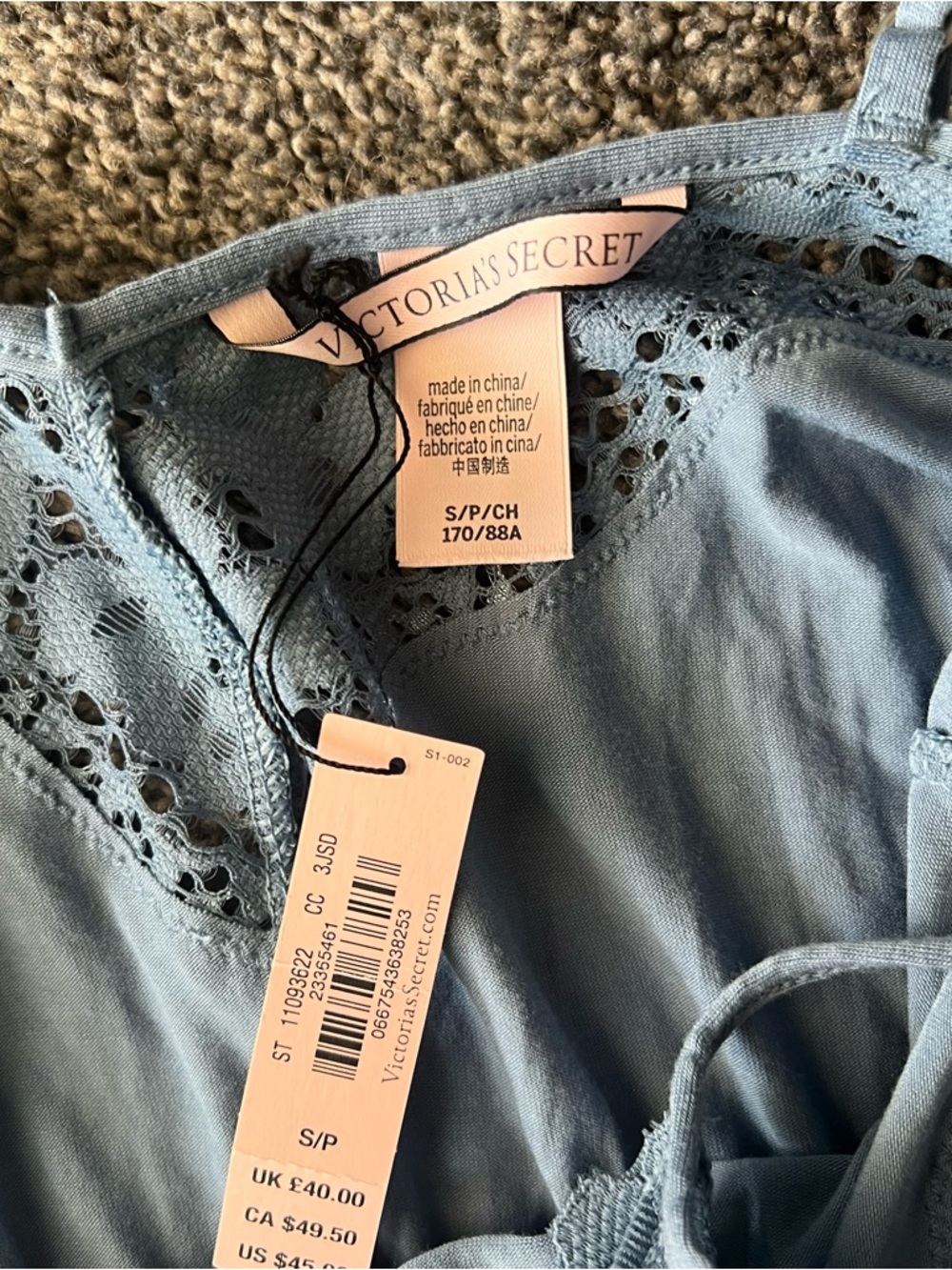 Victoria's Secret Dusty Blue Lace-Trim Romper - Picture 3 of 6